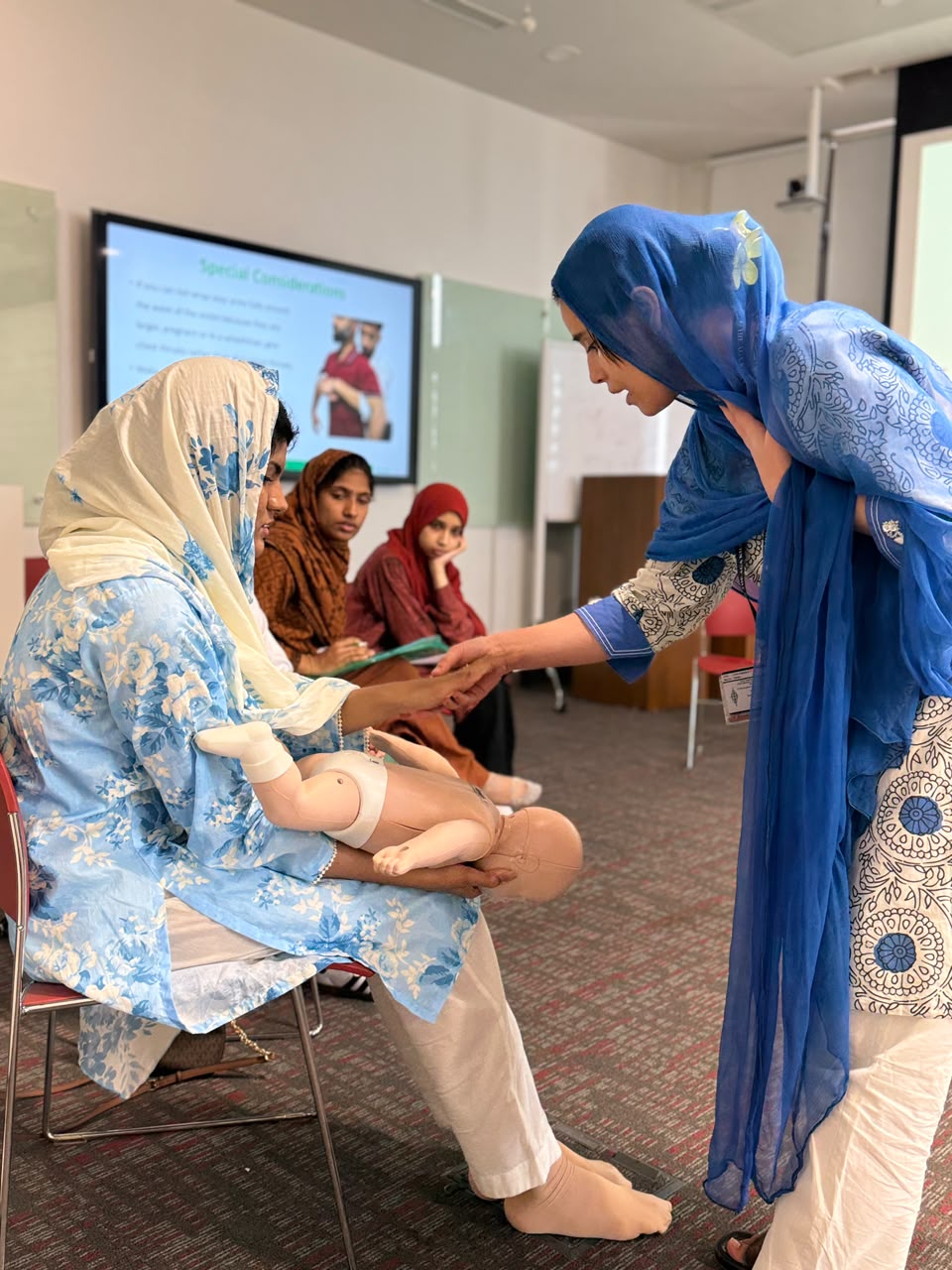 Infant Choking Management training on a manikin