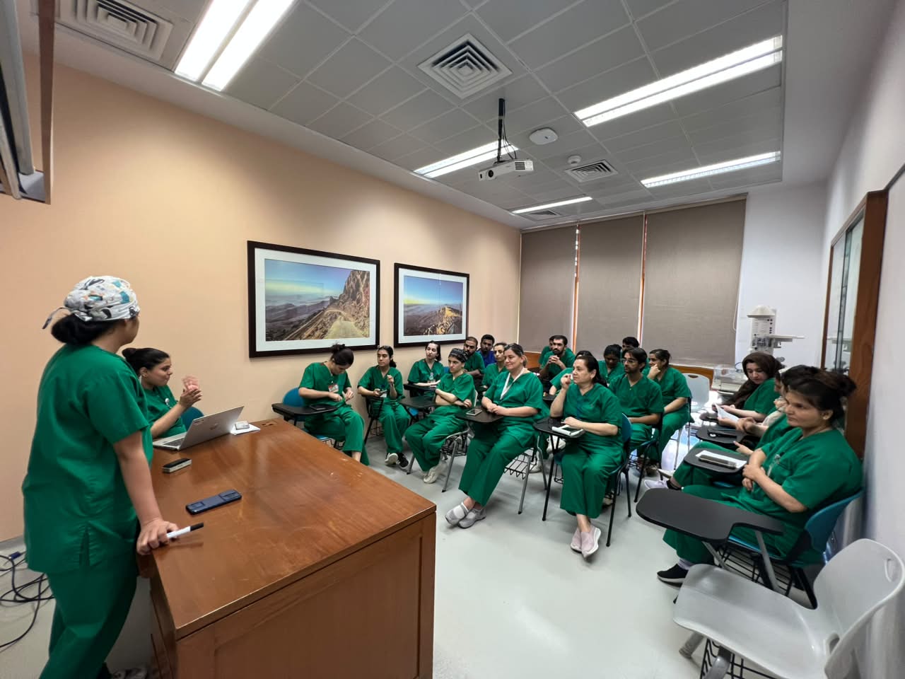 NICU staff in a teaching session